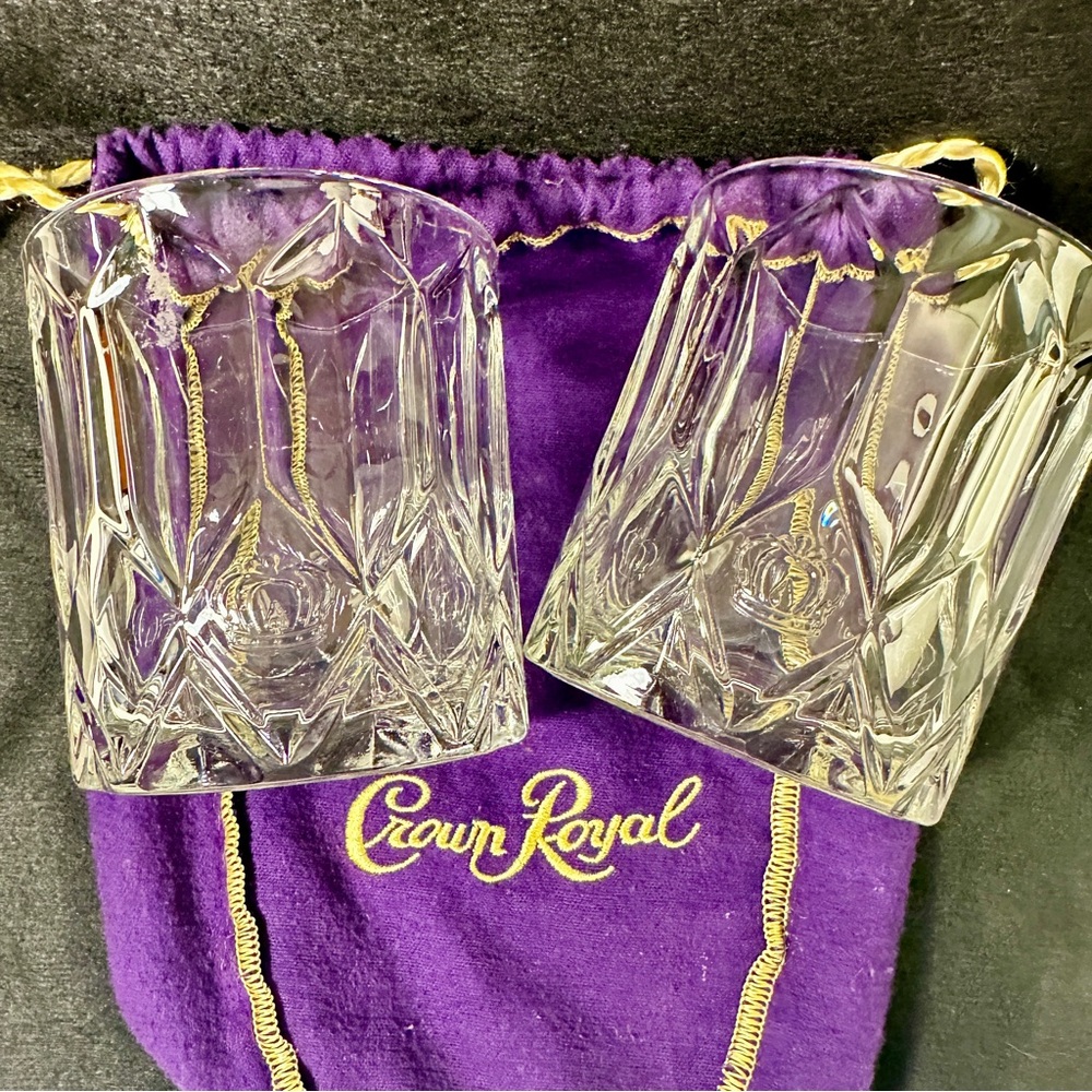 SAME DAY SHIP! Pair of Crown Royal Double Old Fashioned/Rocks/Low Ball Glasses w